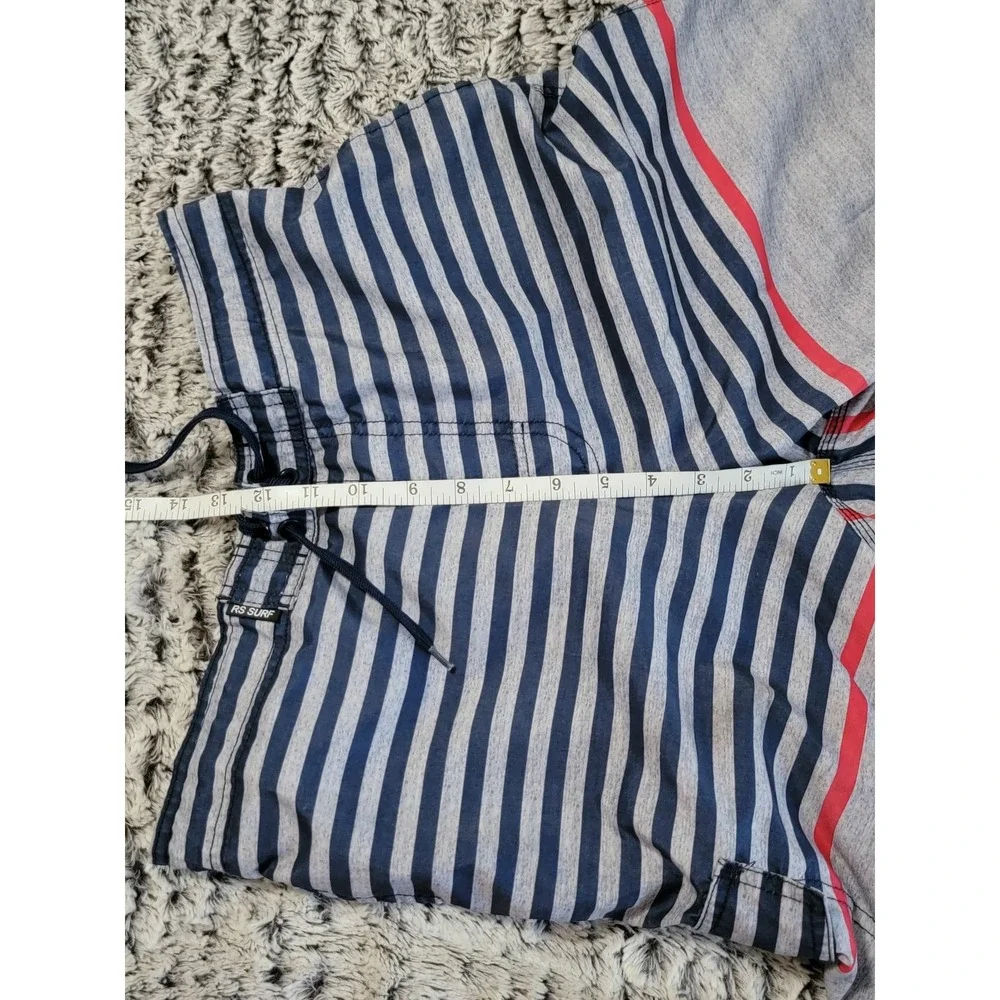 RS Surf Men's Board Shorts Striped Elastic Waist Drawstring Pockets‎ Size M